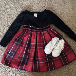 Formal plaid dress with shoes